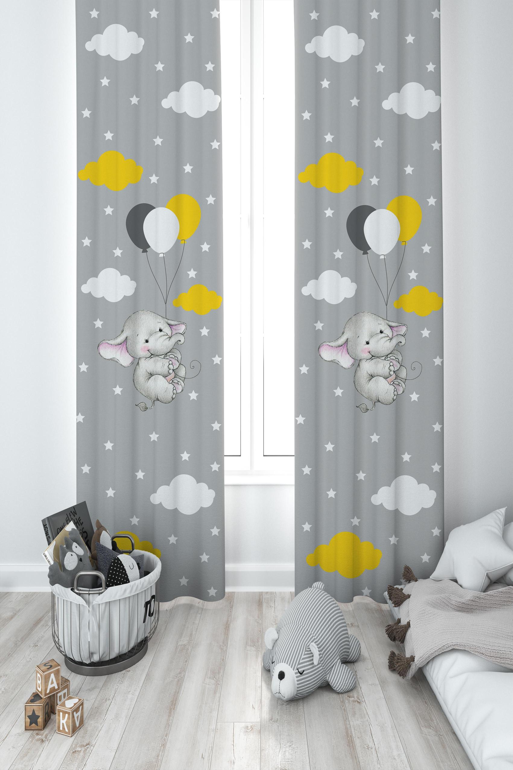 MEKTA%20HOME%20BEBEK%20VE%20ÇOCUK%20ODASI%20Tatlı%20Fil%20ve%203%20Balon%20Desenli%202%20Kanat%20Fon%20Perde