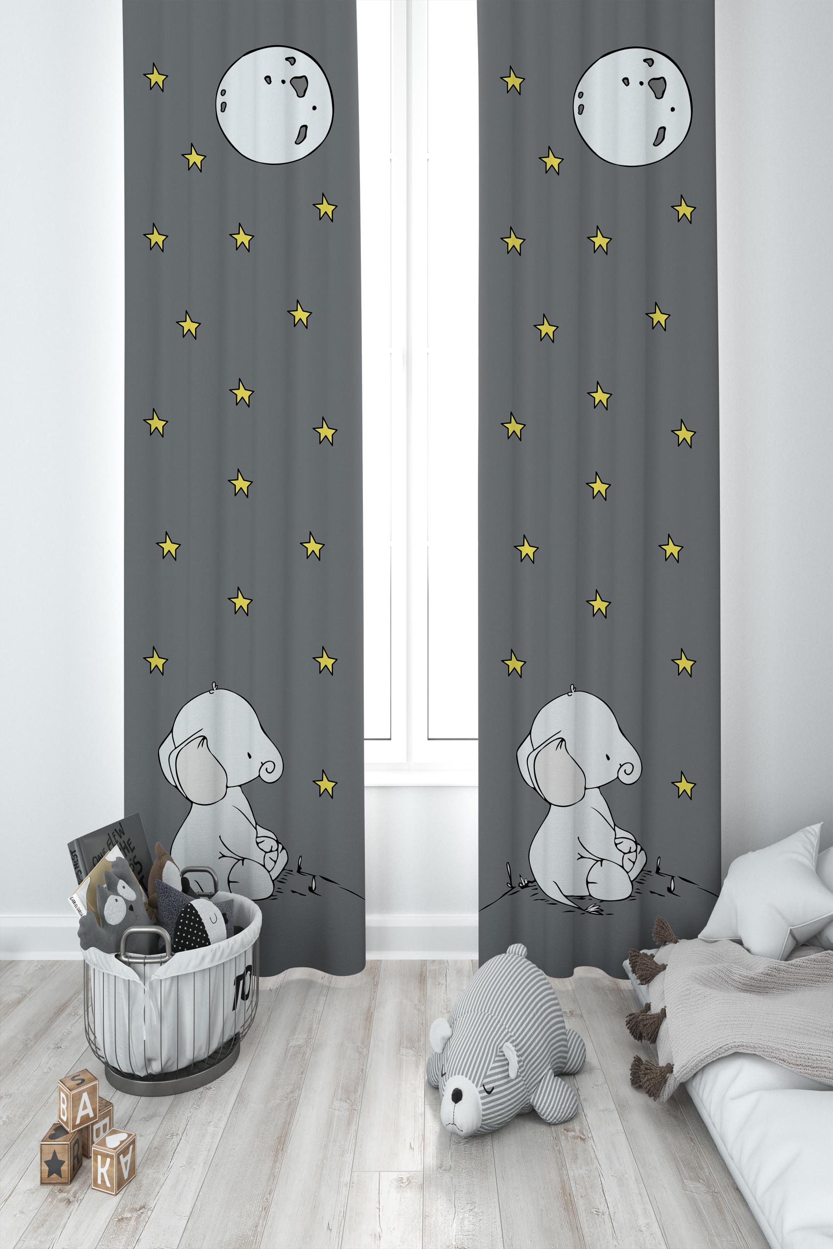 MEKTA%20HOME%20BEBEK%20VE%20ÇOCUK%20ODASI%20Ay%20ve%20Fil%20Desenli%202%20Kanat%20Fon%20Perde