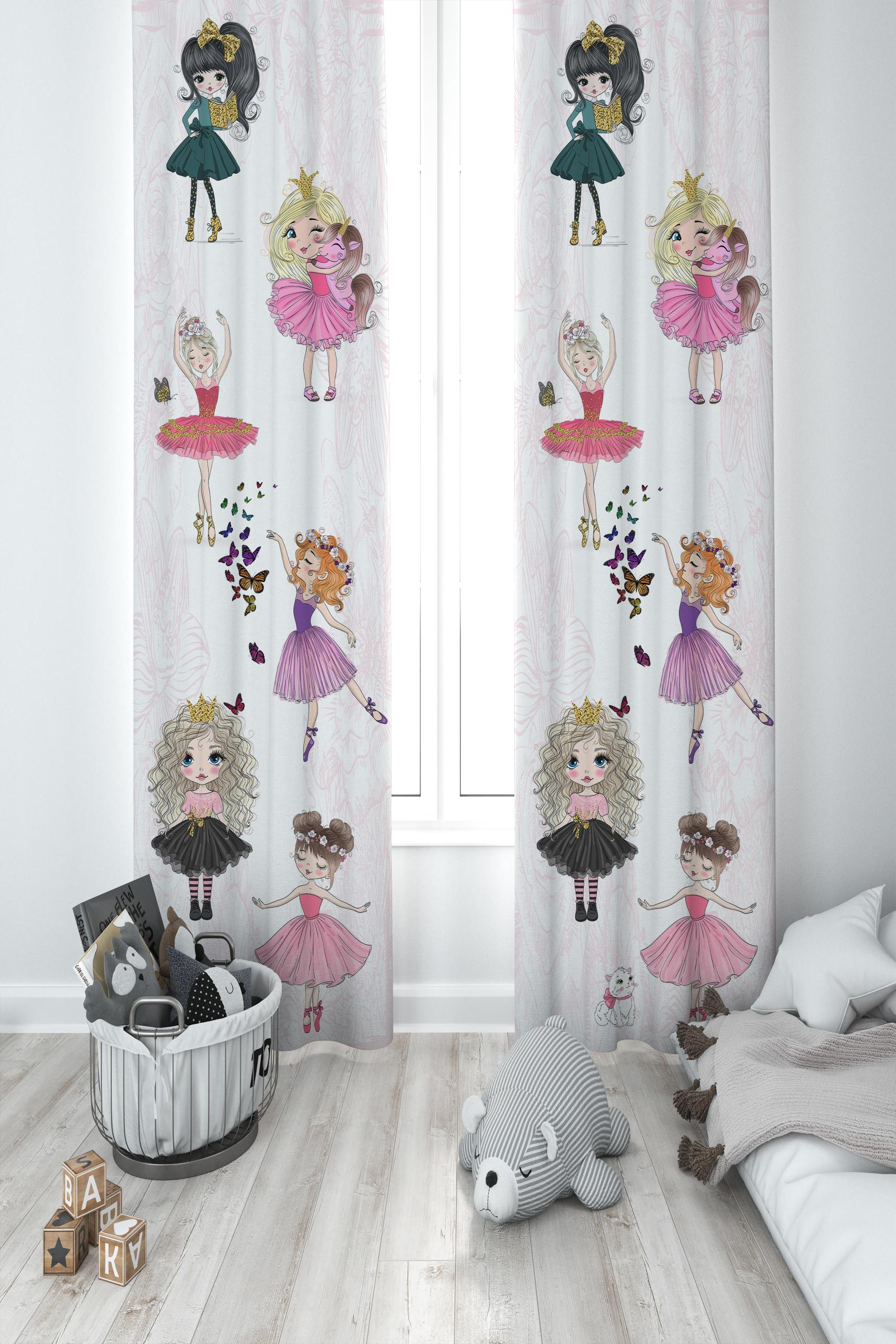 MEKTA%20HOME%20BEBEK%20VE%20ÇOCUK%20ODASI%20Prenses%20Kızlar%20ve%20Seksek%20Desenli%20Motifli%202%20Kanat%20Fon%20Perde