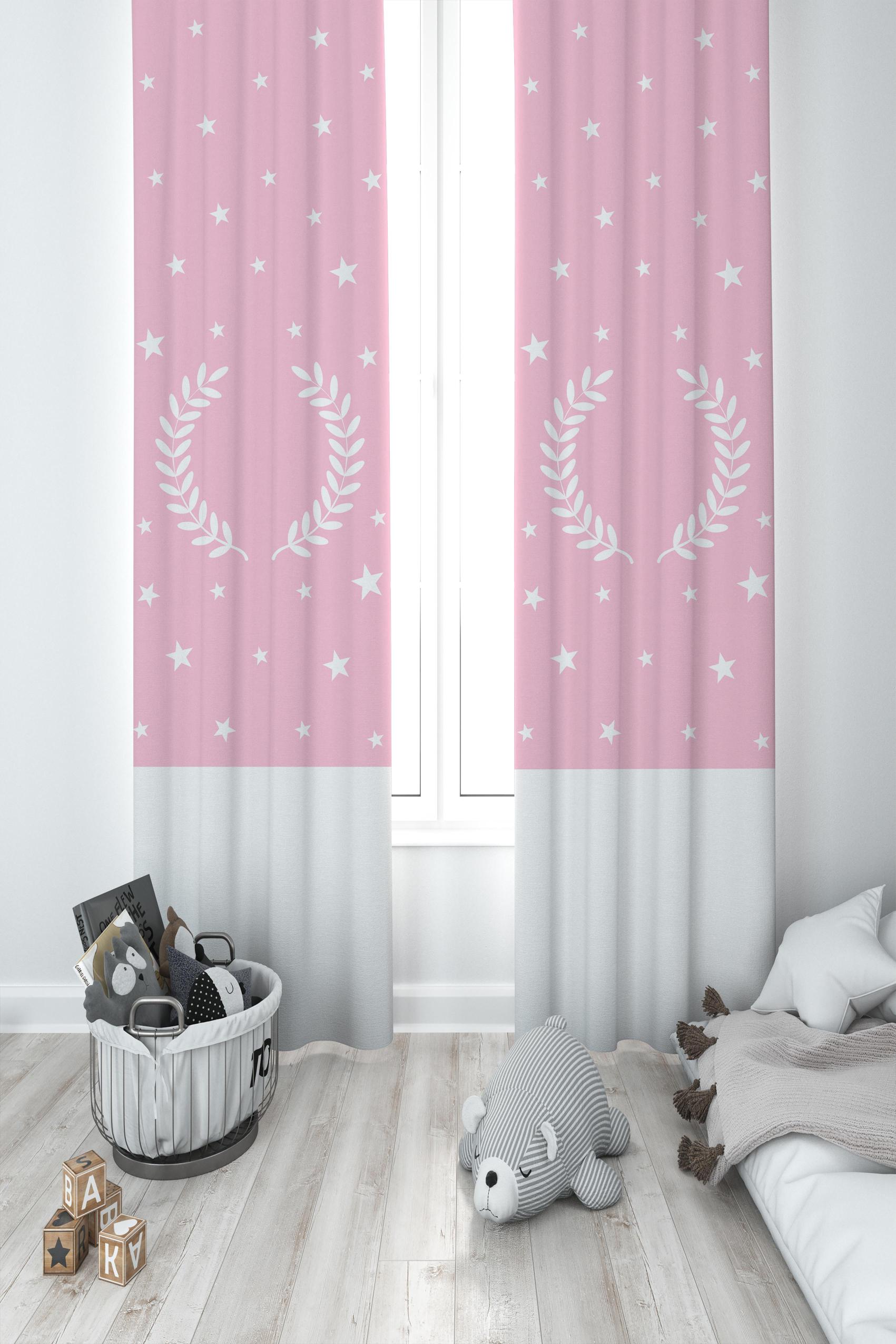 MEKTA%20HOME%20BEBEK%20VE%20ÇOCUK%20ODASI%20Çelenk%20ve%20Yıldız%20Desenli%20Çerçeveli%202%20Kanat%20Fon%20Perde