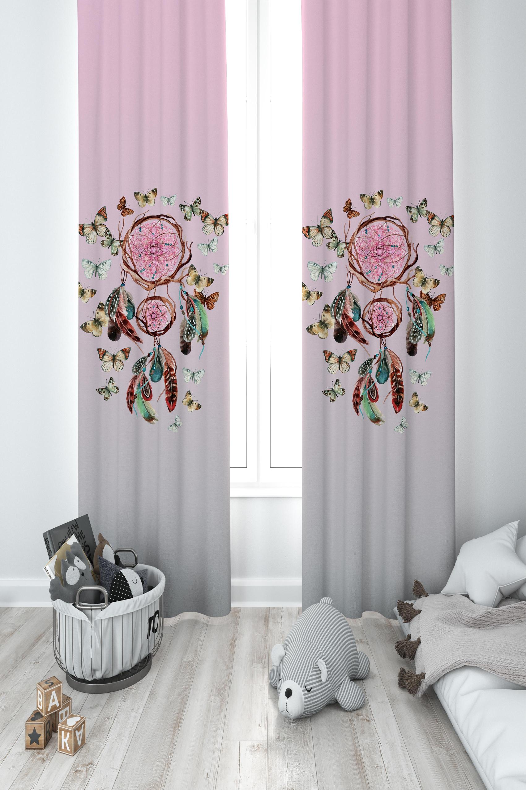MEKTA%20HOME%20BEBEK%20VE%20ÇOCUK%20ODASI%20Kelebek%20Desenli%20Pembe%202%20Kanat%20Fon%20Perde