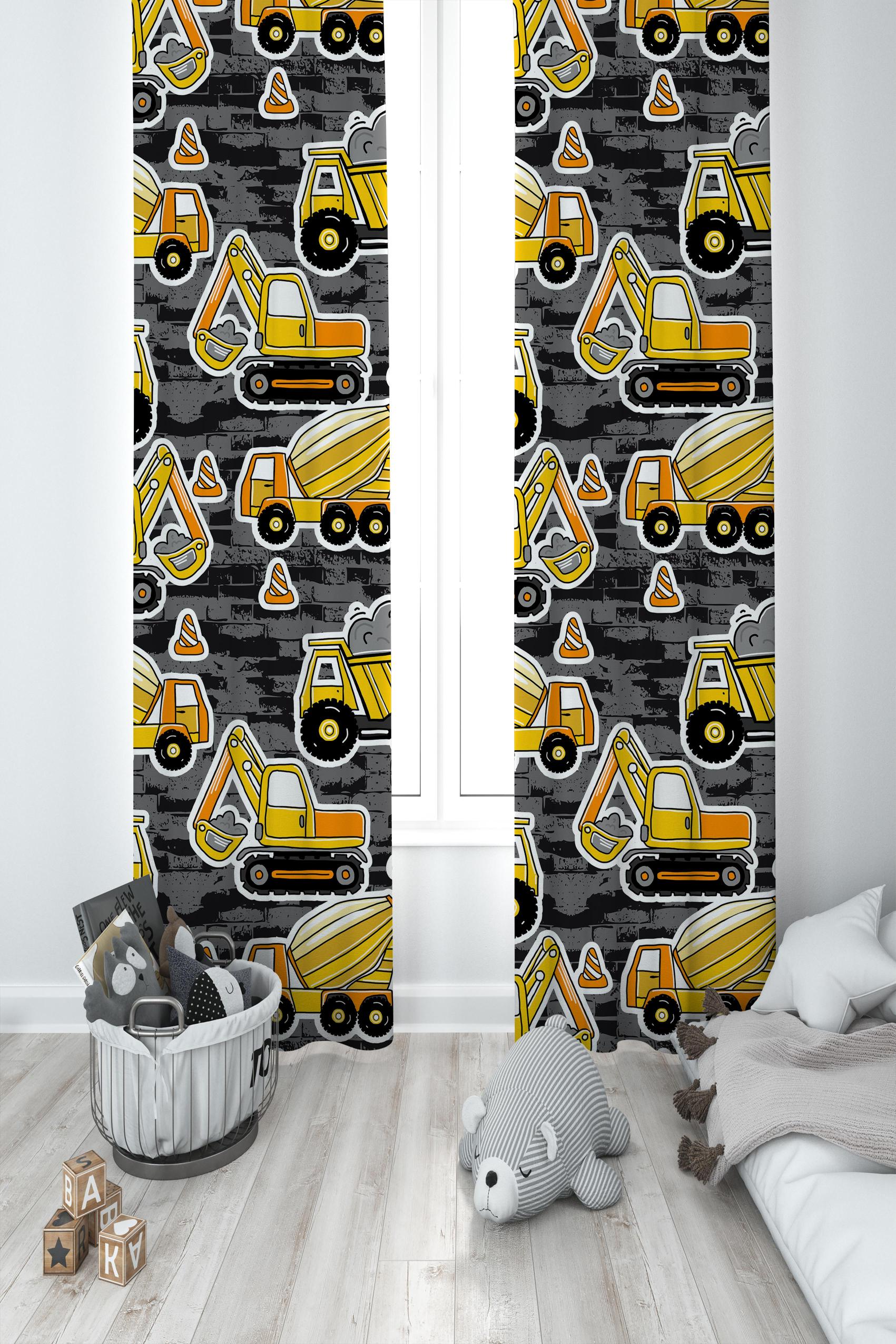 MEKTA%20HOME%20BEBEK%20VE%20ÇOCUK%20ODASI%20İş%20Makine%20Desenli%202%20Kanat%20Fon%20Perde