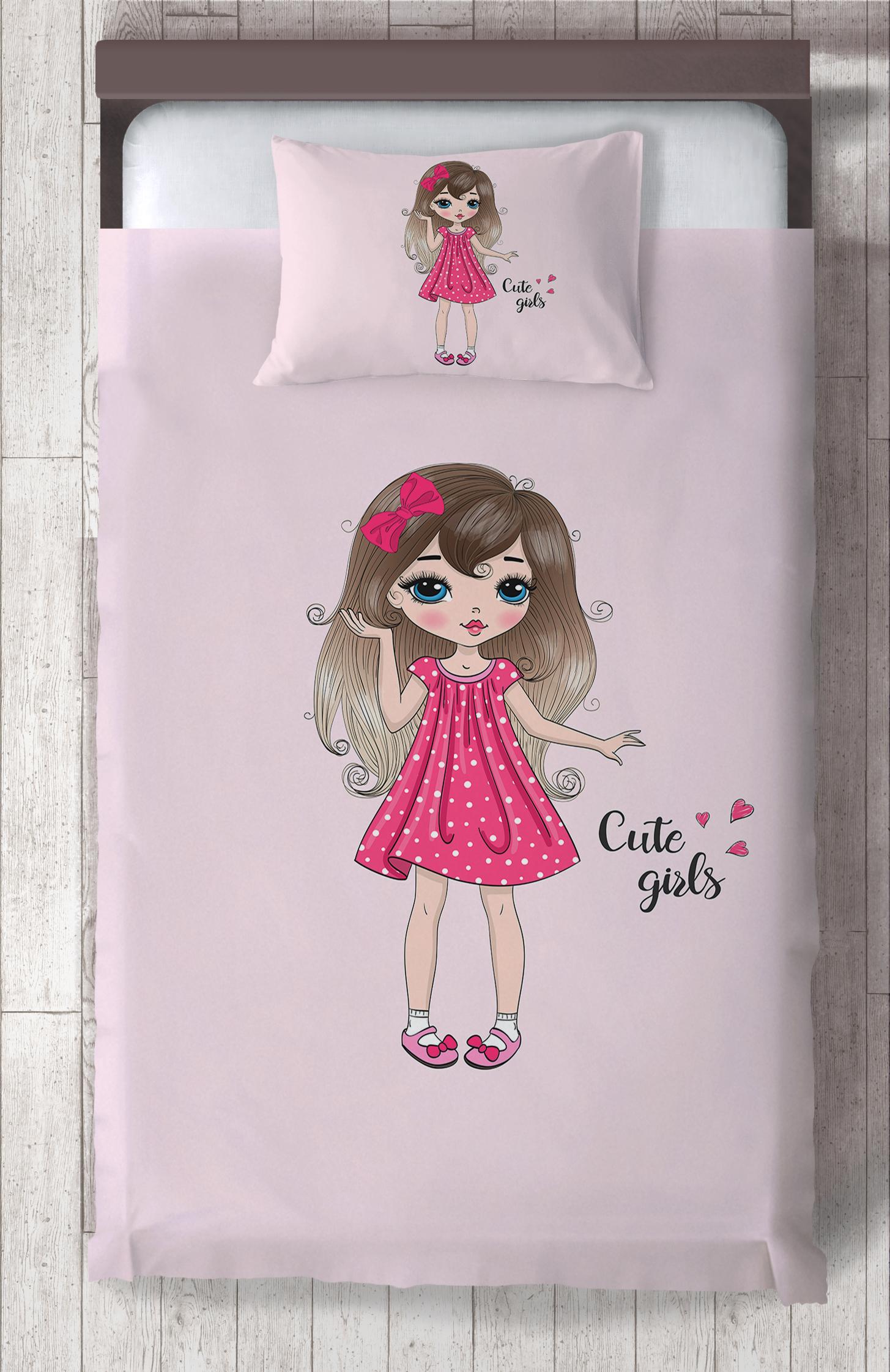 MEKTA%20HOME%20BEBEK%20VE%20ÇOCUK%20ODASI%20Pembe%20Kalp%20Desenli%20Yatak%20Örtüsü