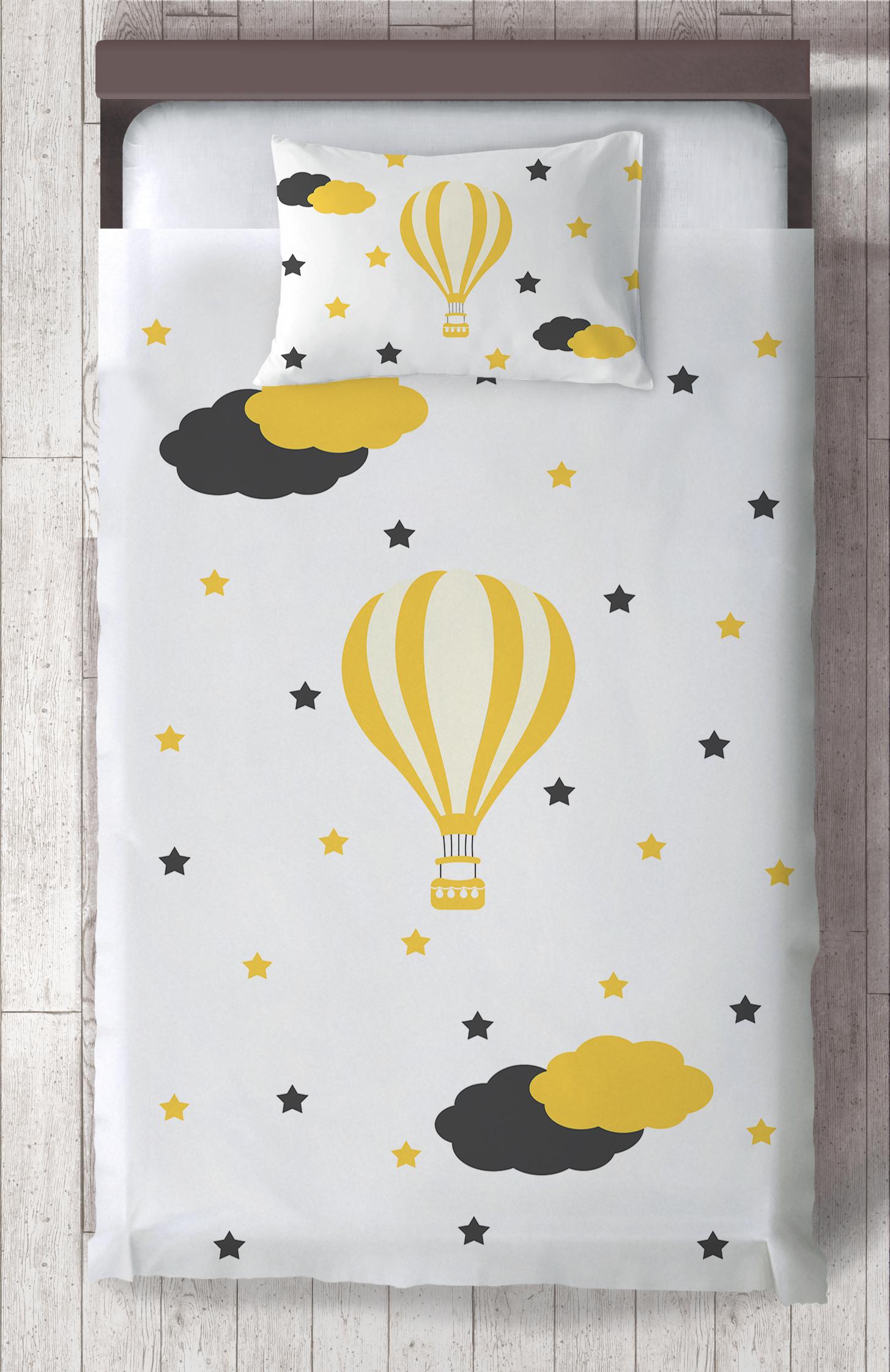 MEKTA%20HOME%20BEBEK%20VE%20ÇOCUK%20ODASI%20Uçan%20Balon%20Desenli%20Yatak%20Örtüsü