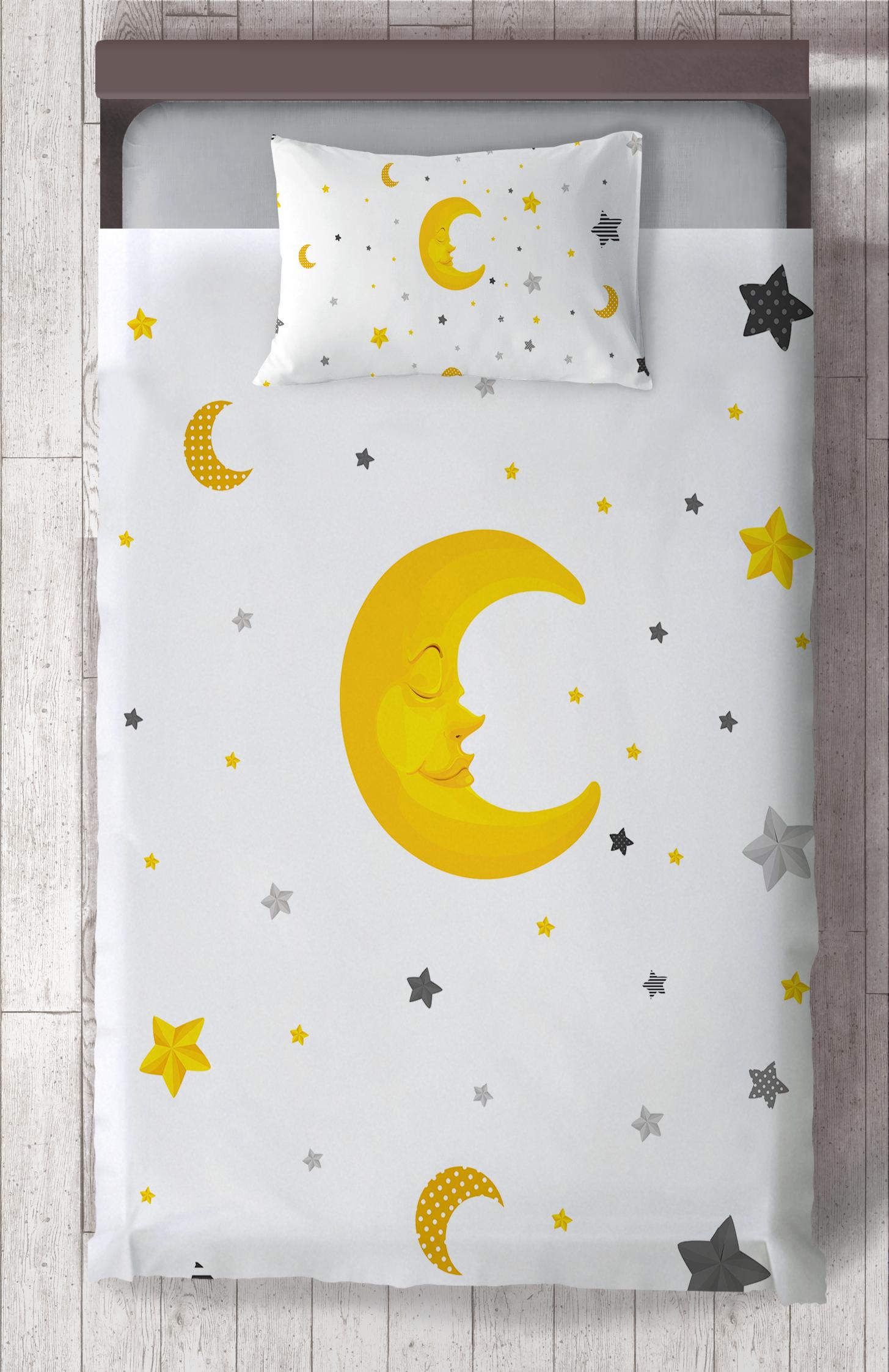 MEKTA%20HOME%20BEBEK%20VE%20ÇOCUK%20ODASI%20Ay%20ve%20Yıldız%20Desenli%20Yatak%20Örtüsü