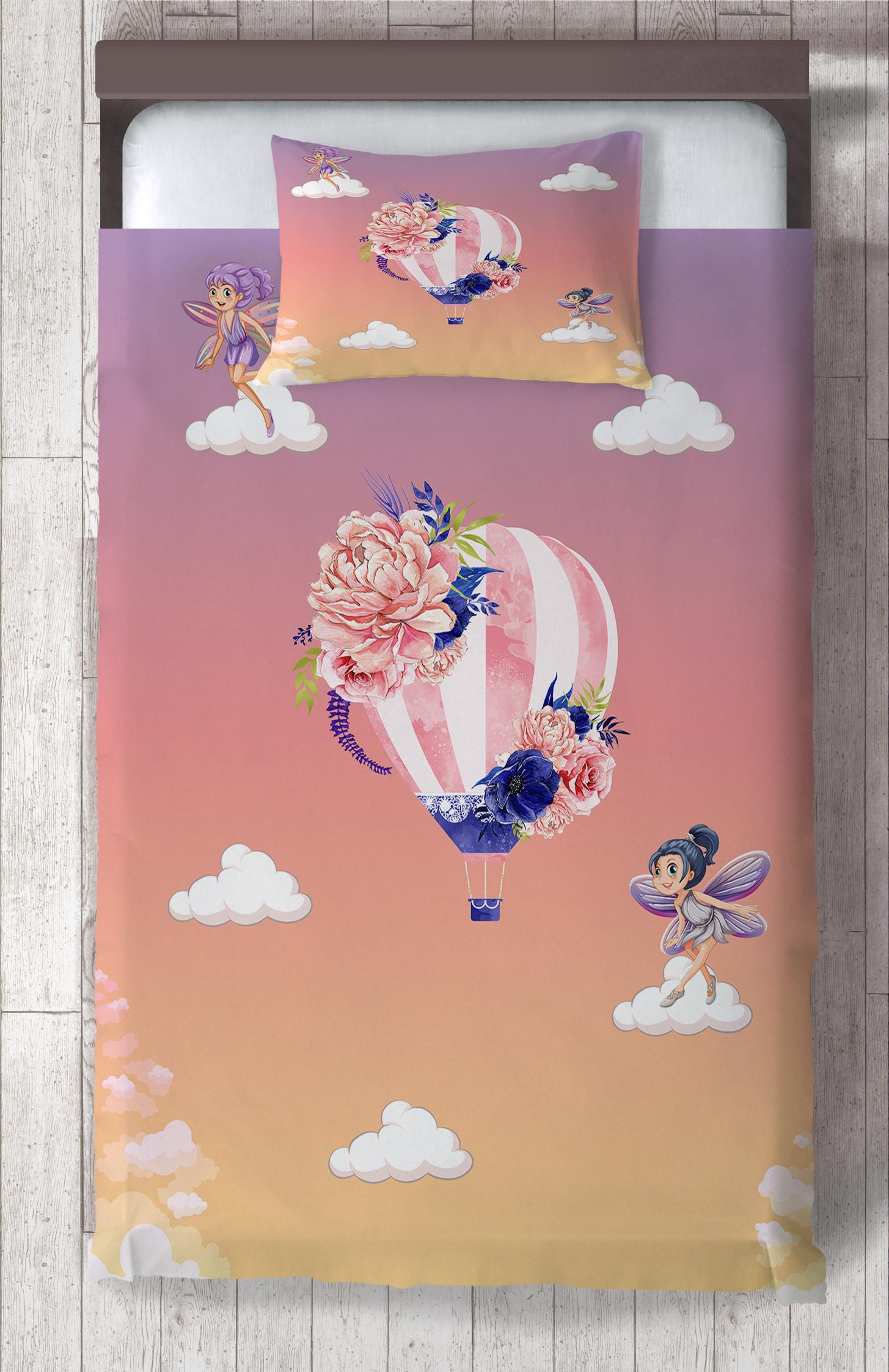 MEKTA%20HOME%20BEBEK%20VE%20ÇOCUK%20ODASI%20Uçan%20Balon%20ve%20Çiçek%20Desenli%20Yatak%20Örtüsü