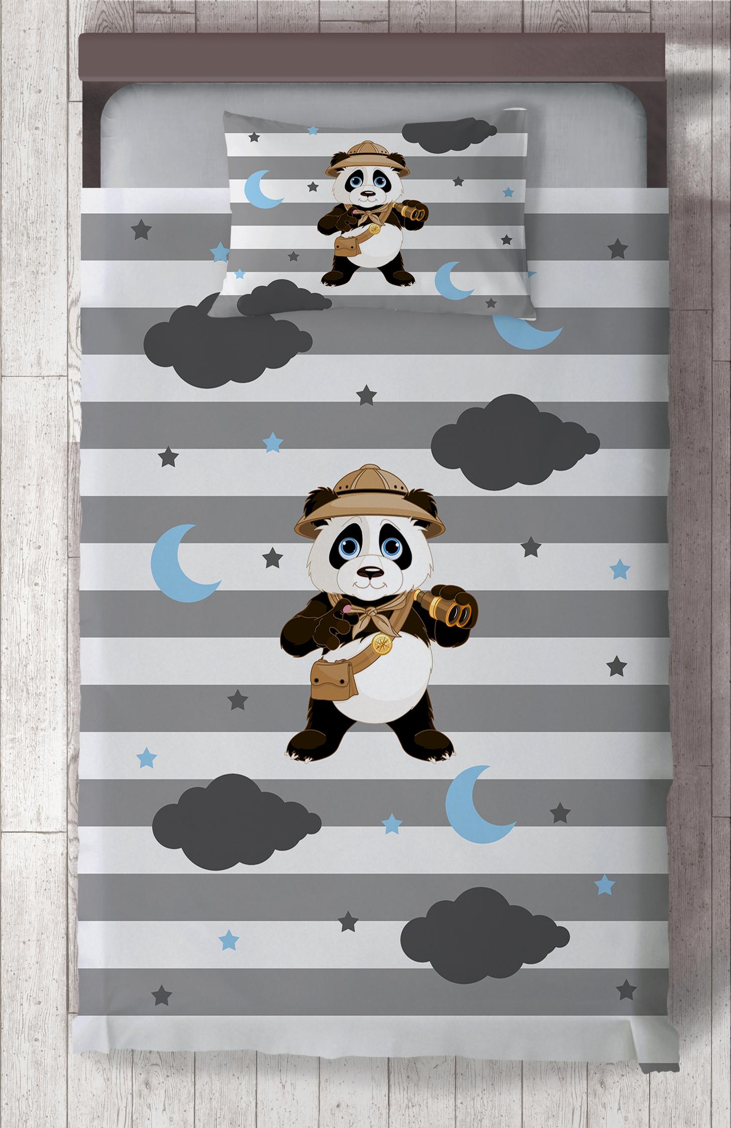 MEKTA%20HOME%20BEBEK%20VE%20ÇOCUK%20ODASI%20İzci%20Panda%20Desenli%20Yatak%20Örtüsü