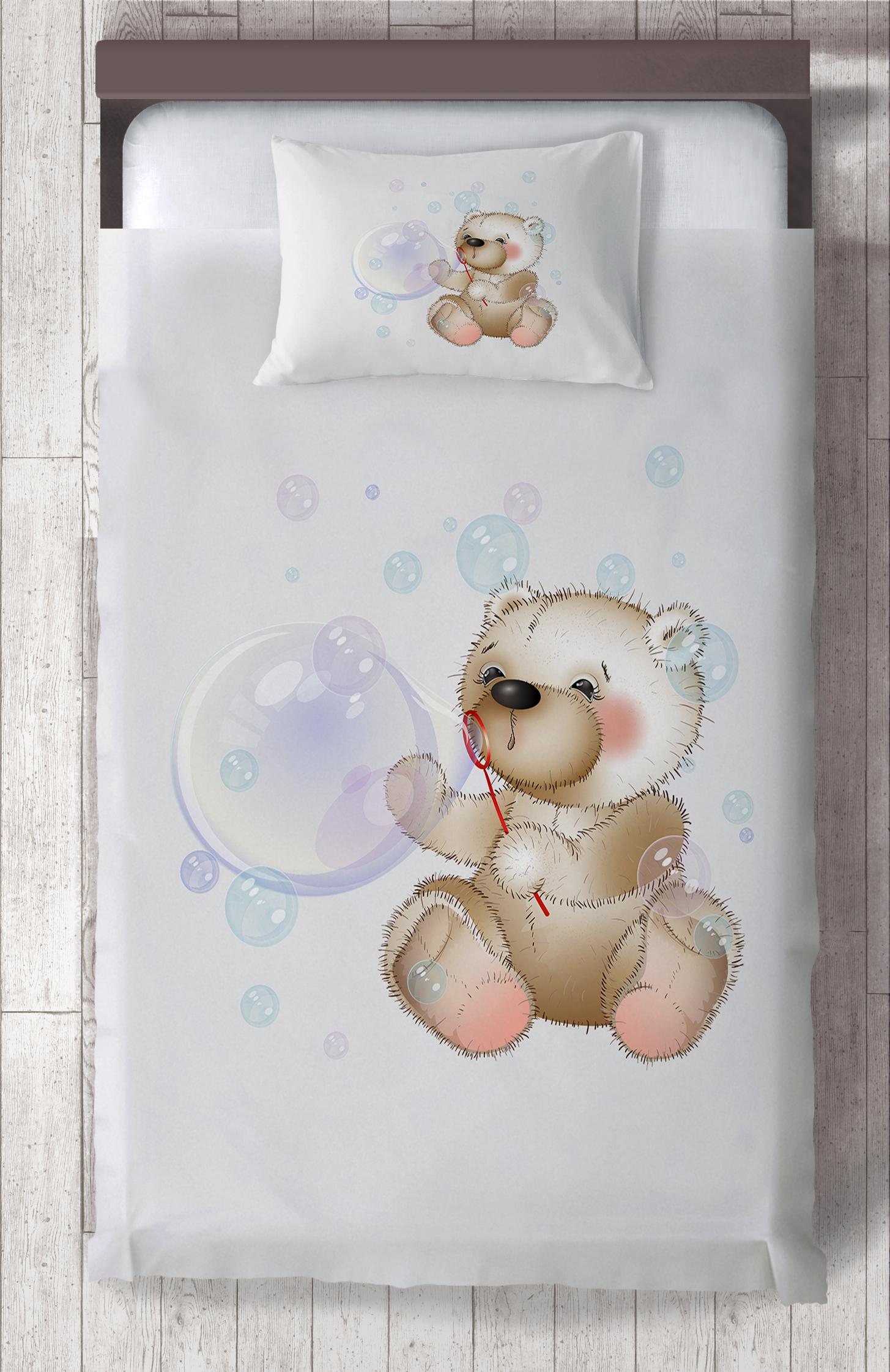 MEKTA%20HOME%20BEBEK%20VE%20ÇOCUK%20ODASI%20Balon%20Çıkaran%20Ayıcık%20Desenli%20Yatak%20Örtüsü