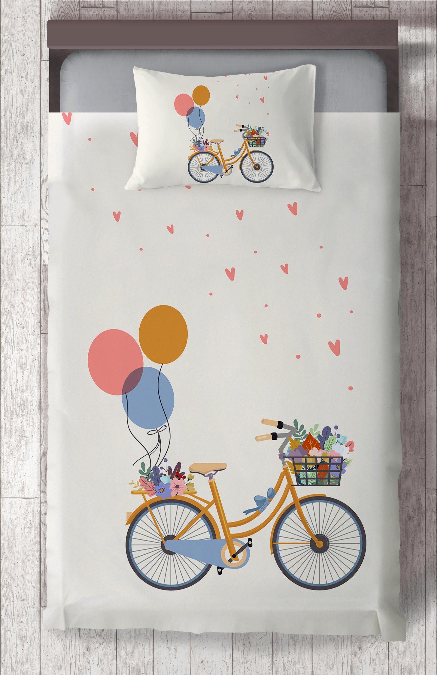 MEKTA%20HOME%20BEBEK%20VE%20ÇOCUK%20ODASI%20Bisikletli%20Balon%20Desenli%20Yatak%20Örtüsü