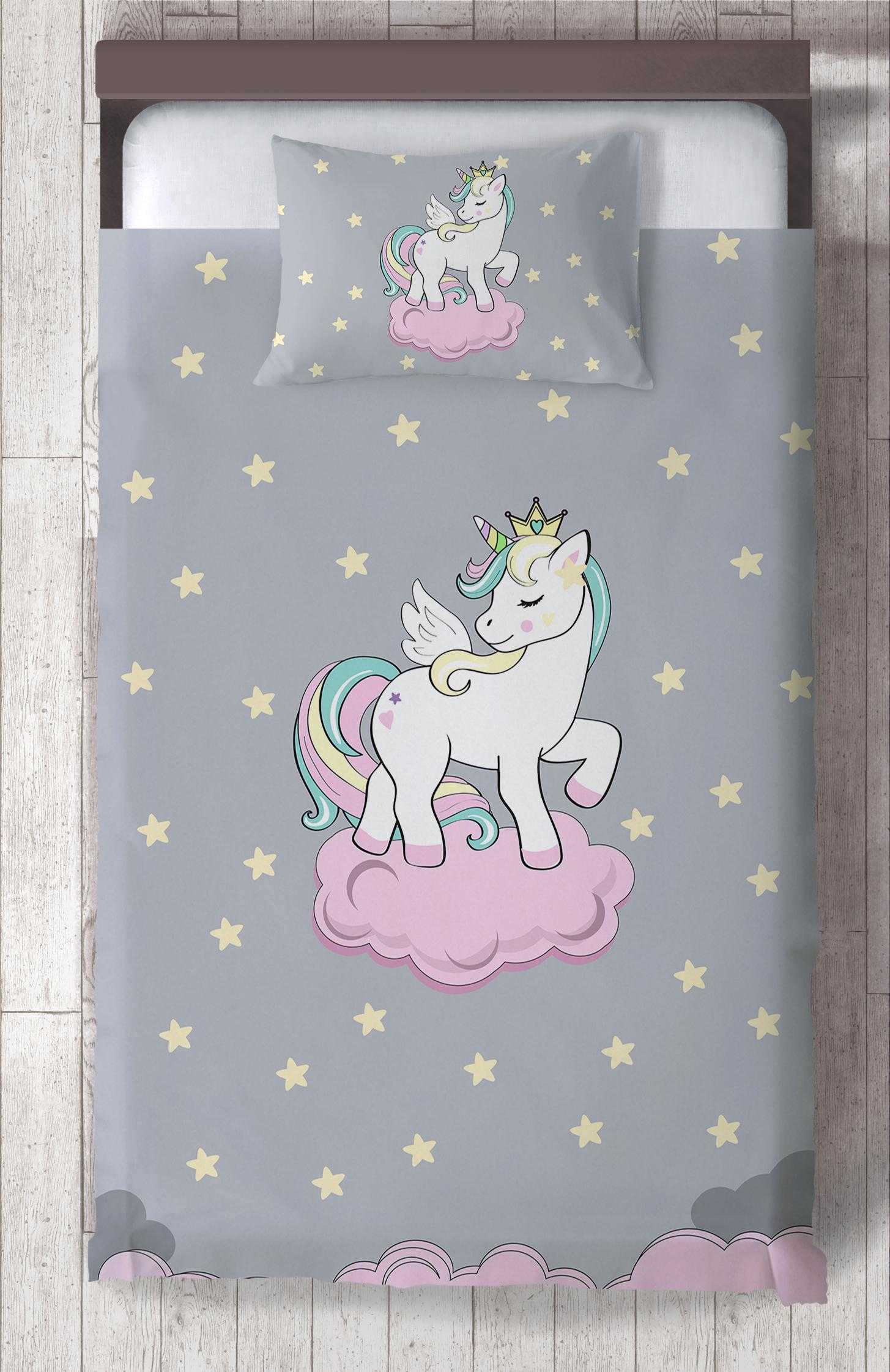 MEKTA%20HOME%20BEBEK%20VE%20ÇOCUK%20ODASI%20Seksekli%20Unicorn%20Desenli%20Yatak%20Örtüsü