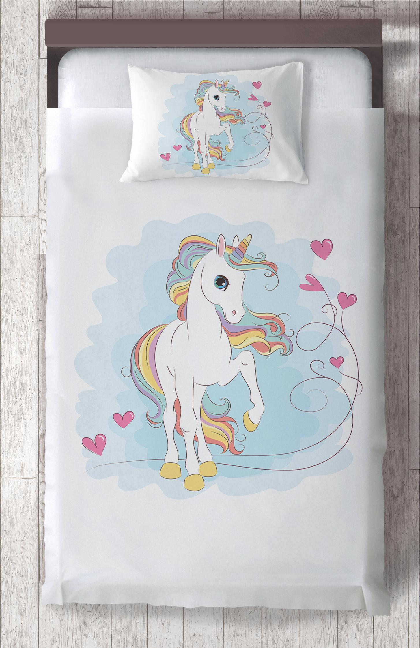 MEKTA%20HOME%20BEBEK%20VE%20ÇOCUK%20ODASI%20Kalpli%20Unicorn%20Desenli%20Yatak%20Örtüsü